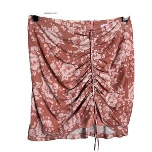 Hansen & Gretel Ruched Floral Print Mesh Mini Skirt sheer mesh feminine